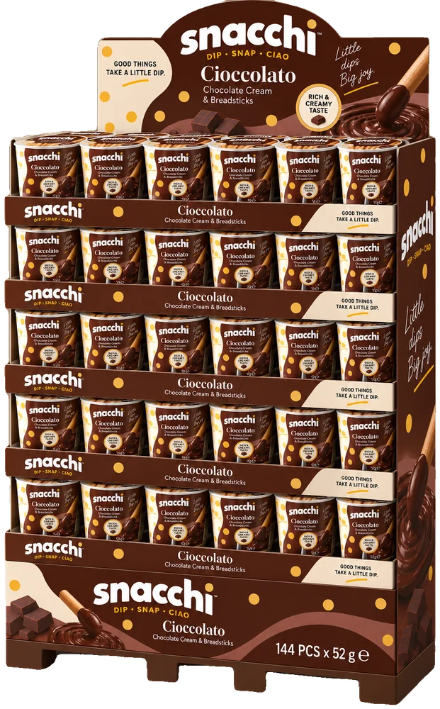 Snacchi 144-count floor display